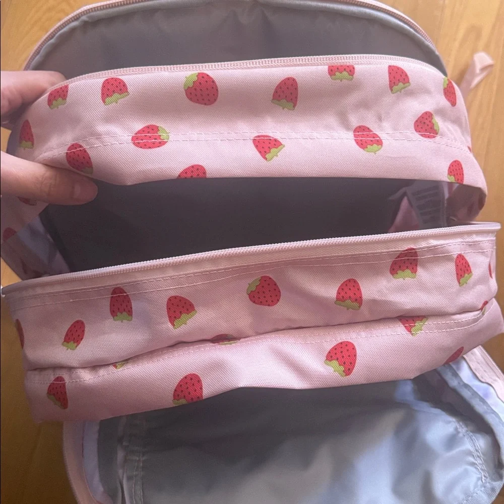 NWT JanSport Kids Backpack with Pink Strawberry Design 15”
